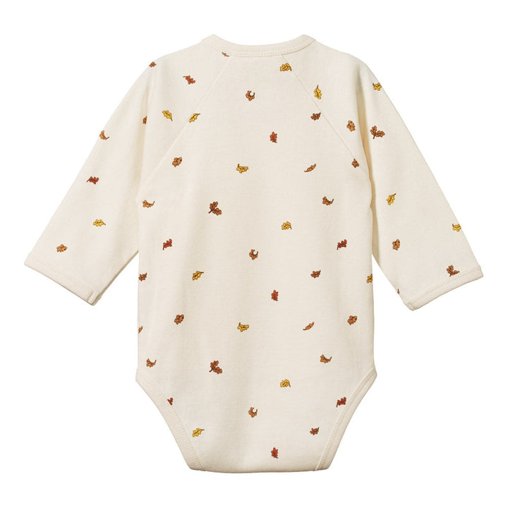 Long Sleeve Kimono Bodysuit & Footed Rompers - Leaf Print