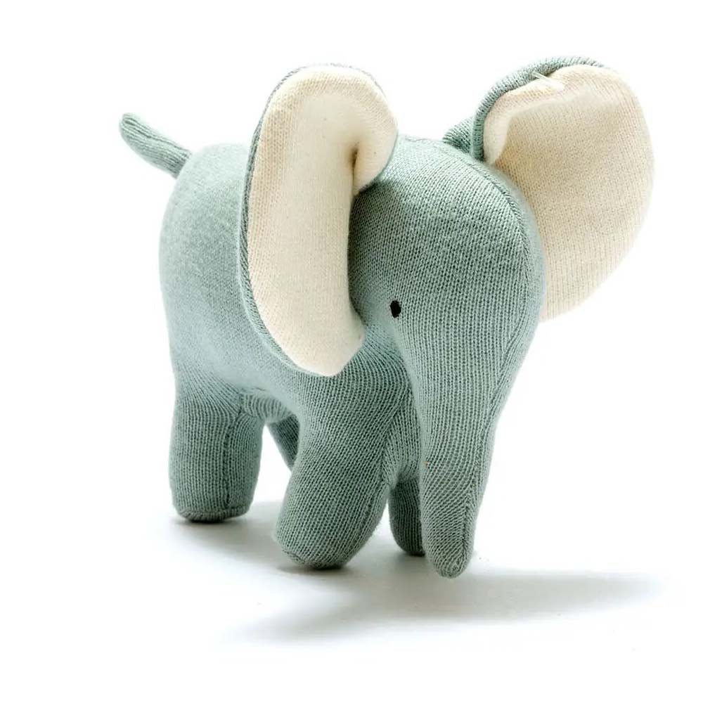Knitted Organic Cotton Ellis the Elephant Plush Toy - Teal