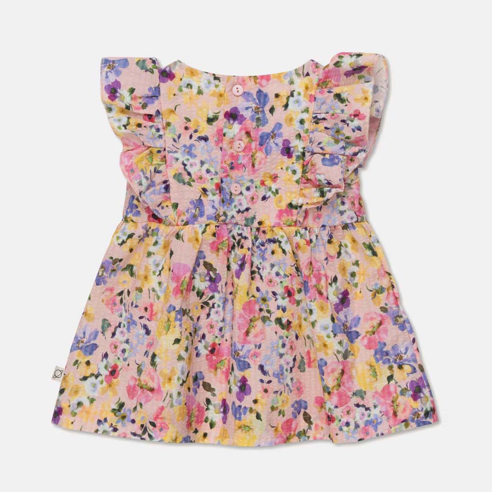 Seersucker Floral Baby Dress & Baby Bloomers
