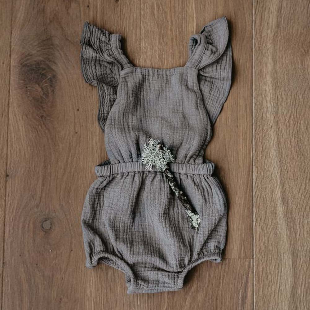 The Ruffle Romper - Lead Gray