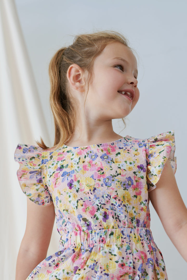 Seersucker Floral Dress