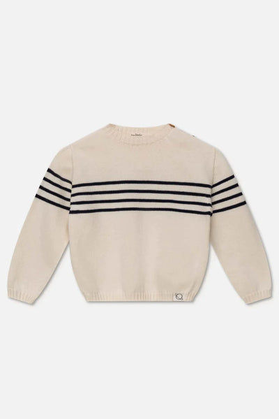 Knit Stripe Baby Pullover - Ivory