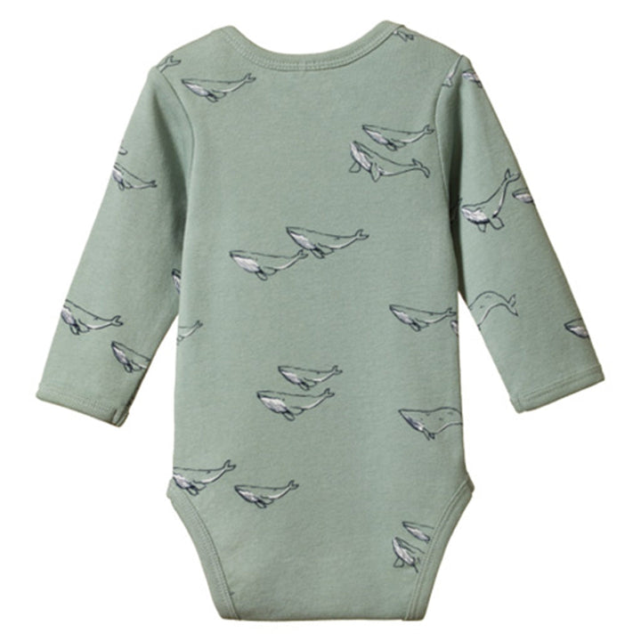 Cotton Long Sleeve Bodysuit - Humpback Whale Print
