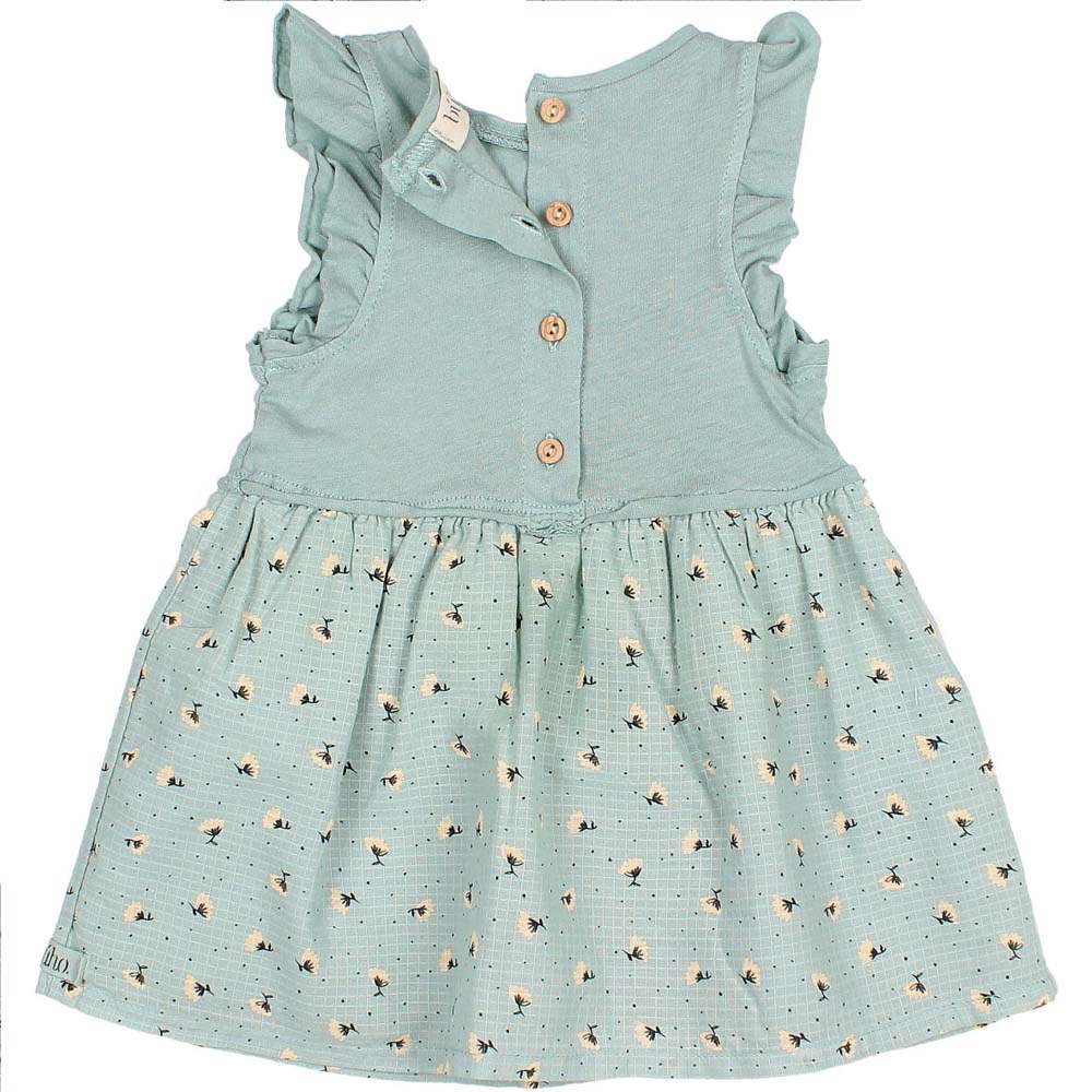 Flutter Sleeve Embroidery Skirt Combination Dress - Cactus