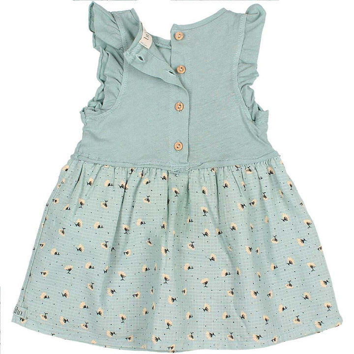 Flutter Sleeve Embroidery Skirt Combination Dress - Cactus