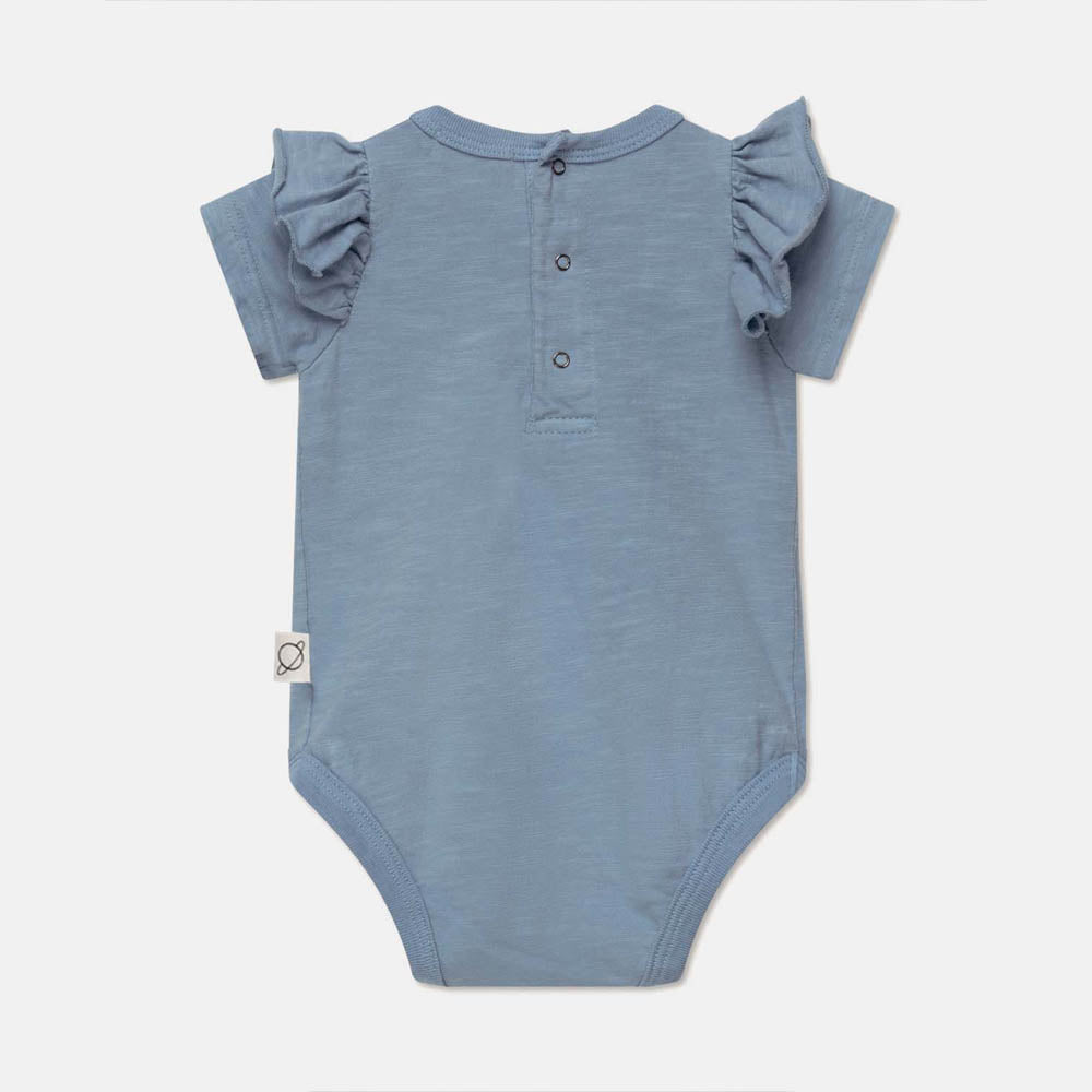 Slub Ruffle Baby Bodysuit - Sky Blue