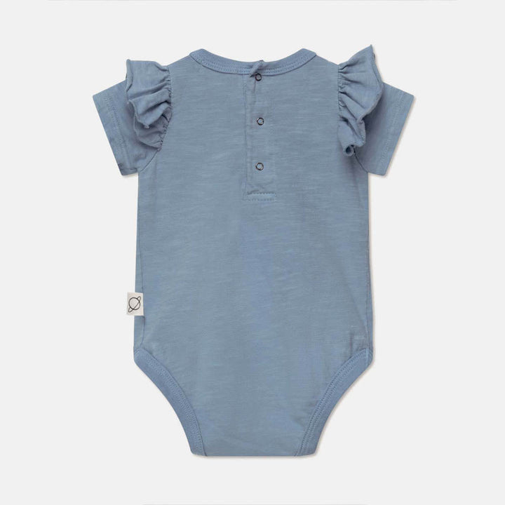 Slub Ruffle Baby Bodysuit - Sky Blue