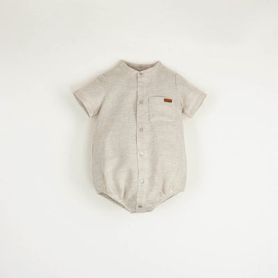 Romper Suit with Mandarin Collar - Neutral