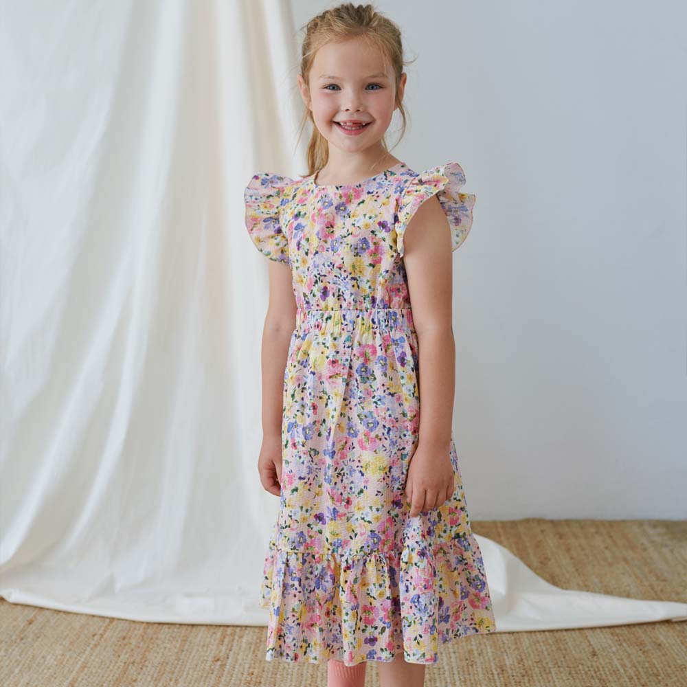 Seersucker Floral Dress