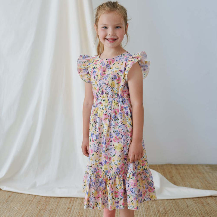 Seersucker Floral Dress